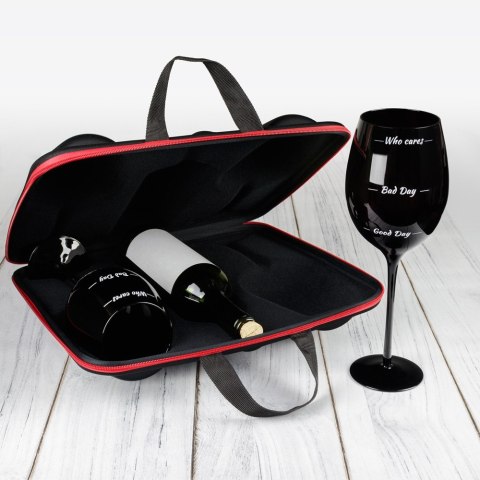 Etui na wino i 2 kieliszki xxl podróżne Who cares