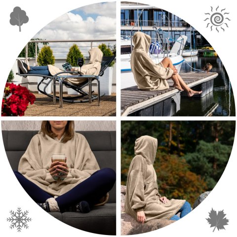 Bluzair Bluza Koc Hoodie Oversize Polska Beżowy