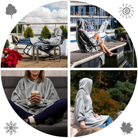 Bluzair Bluza Koc z Kapturem XXL Ciepła Hoodie 4w1