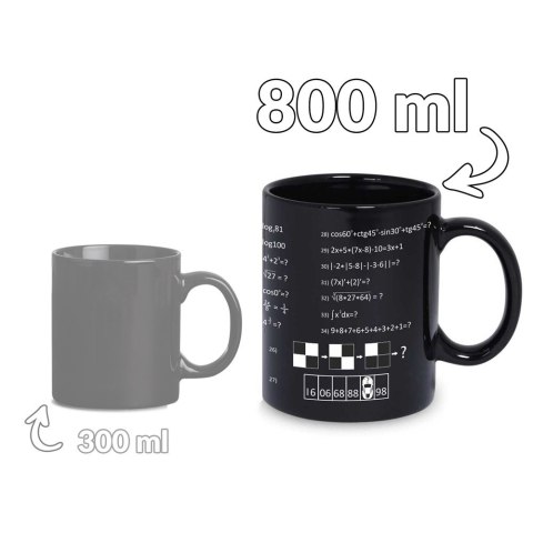 Gigantyczny Kubek Geniusza z zadaniami matematyka