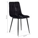 Komplet 4 krzeseł krzesło pikowane welurowe do jadalni i salonu czarne ModernHome