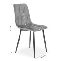 Komplet 4 krzeseł krzesło pikowane welurowe do jadalni i salonu szare ModernHome
