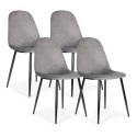Komplet 4 krzeseł welurowych krzesło do jadalni i salonu szare ModernHome