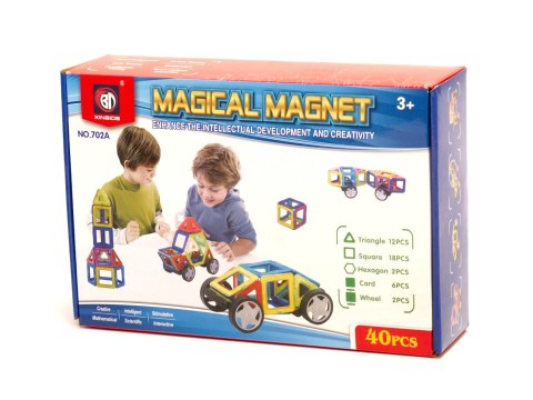 Klocki magnetyczne edukacyjne magical sticks MAGICAL MAGNET 40 elementów