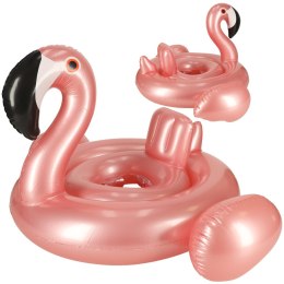 Kółko do pływania dla niemowląt koło pontonik dla dzieci z siedziskiem kółko plażowe flaming max 20kg 1-3lata 60 cm