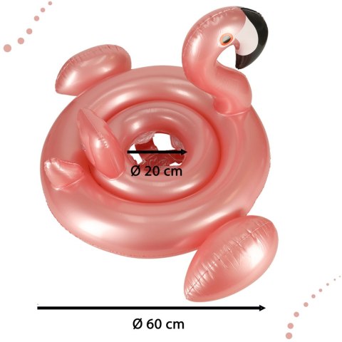 Kółko do pływania dla niemowląt koło pontonik dla dzieci z siedziskiem kółko plażowe flaming max 20kg 1-3lata 60 cm