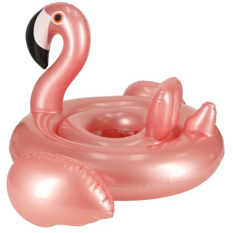 Kółko do pływania dla niemowląt koło pontonik dla dzieci z siedziskiem kółko plażowe flaming max 20kg 1-3lata 60 cm