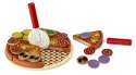Pizza drewniany zestaw do zabawy na rzep akcesoria łopatka nóż talerz nauka krojenia 20cm