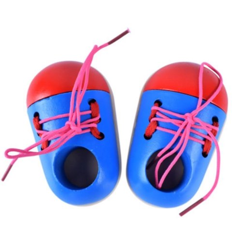 Buty drewniane do nauki sznurowania wiązania sznurowadeł 2 sztuki