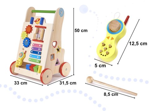 Pchacz dla dziecka chodzik drewniany kostka edukacyjna 6w1