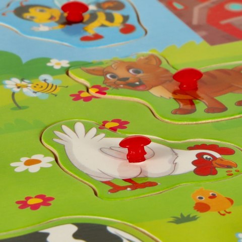 Puzzle drewniane układanka dopasuj kształty farma