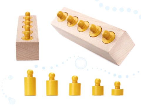 Odważniki cylindry drewniane gra układanka montessori kolorowe