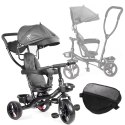 Rowerek trójkołowy Trike Fix Lite rower spacerówka 3w1 obracany 360 wolne koło szary