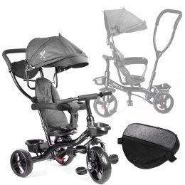 Rowerek trójkołowy Trike Fix Lite rower spacerówka 3w1 obracany 360 wolne koło szary