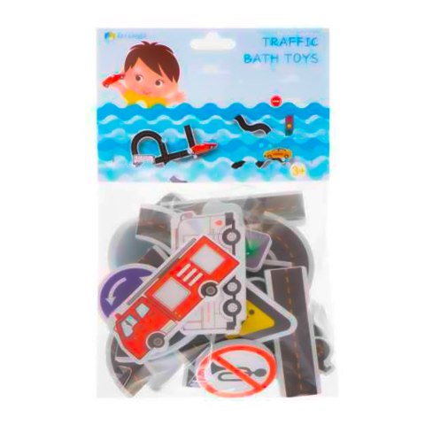 Zabawka do kąpieli wanny wodna dla dzieci naklejki piankowe autka ulica puzzle 23 el.