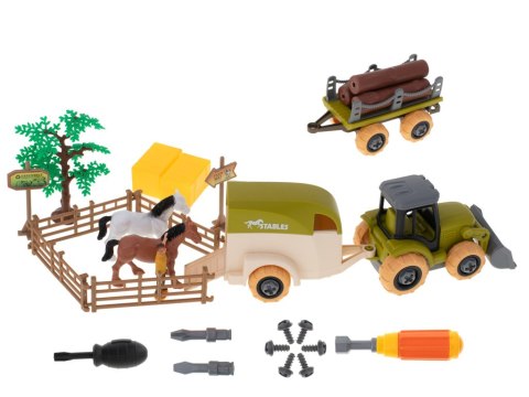 Farma traktor z przyczepą ciągnik do skręcania konie śrubokręt