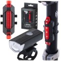 Lampka rowerowa LED RALLEX zestaw tył-przód na rower kierownicę USB