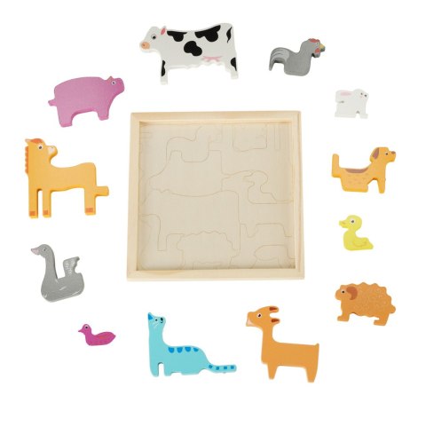 Puzzle układanka edukacyjna drewniana sorter dopasuj kształty zwierzęta