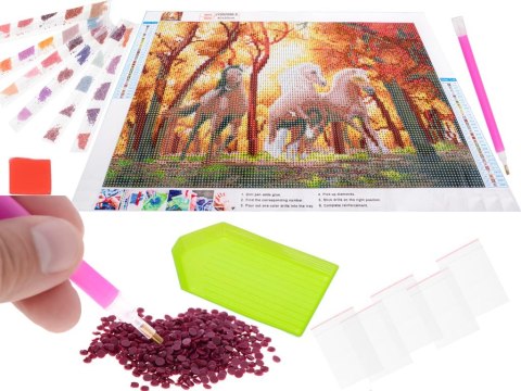 Haft diamentowy Diamond Painting mozaika diamentowa zestaw 5D biegnące konie