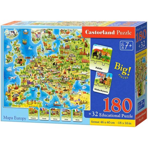Puzzle edukacyjne układanka Mapa Europy 212 elementów 7+ CASTORLAND