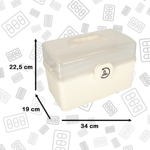 Organizer na leki pojemnik pudełko kasetka apteczka duży XXL na zamek skrzynka 34x19x22,5cm
