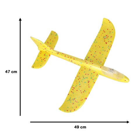 Szybowiec samolot styropianowy 8LED 48cm żółty