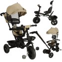 Rowerek trójkołowy TRIKE FIX Lite V2 3w1 z daszkiem obracany regulowany spacerówka prowadnik pasy beżowy