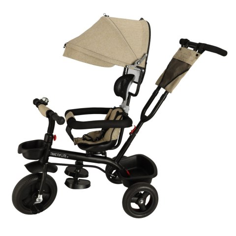 Rowerek trójkołowy TRIKE FIX Lite V2 3w1 z daszkiem obracany regulowany spacerówka prowadnik pasy beżowy