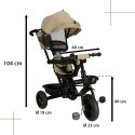 Rowerek trójkołowy TRIKE FIX Lite V2 3w1 z daszkiem obracany regulowany spacerówka prowadnik pasy beżowy