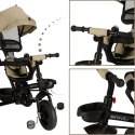 Rowerek trójkołowy TRIKE FIX Lite V2 3w1 z daszkiem obracany regulowany spacerówka prowadnik pasy beżowy