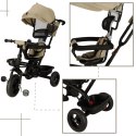 Rowerek trójkołowy TRIKE FIX Lite V2 3w1 z daszkiem obracany regulowany spacerówka prowadnik pasy beżowy
