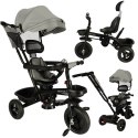 Rowerek trójkołowy TRIKE FIX Lite V2 3w1 z daszkiem obracany regulowany spacerówka prowadnik pasy szary