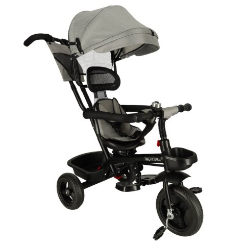 Rowerek trójkołowy TRIKE FIX Lite V2 3w1 z daszkiem obracany regulowany spacerówka prowadnik pasy szary