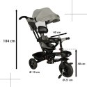 Rowerek trójkołowy TRIKE FIX Lite V2 3w1 z daszkiem obracany regulowany spacerówka prowadnik pasy szary