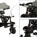 Rowerek trójkołowy TRIKE FIX Lite V2 3w1 z daszkiem obracany regulowany spacerówka prowadnik pasy szary