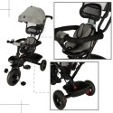 Rowerek trójkołowy TRIKE FIX Lite V2 3w1 z daszkiem obracany regulowany spacerówka prowadnik pasy szary