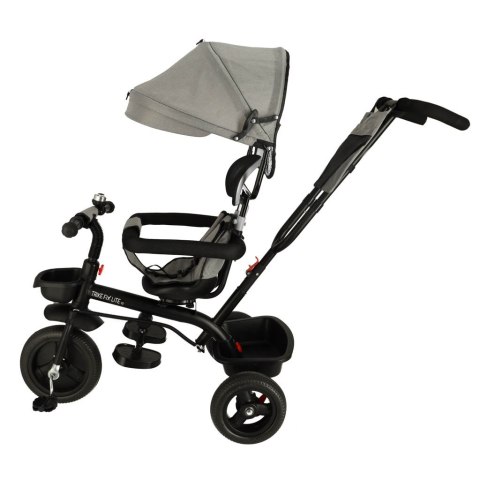 Rowerek trójkołowy TRIKE FIX Lite V2 3w1 z daszkiem obracany regulowany spacerówka prowadnik pasy szary