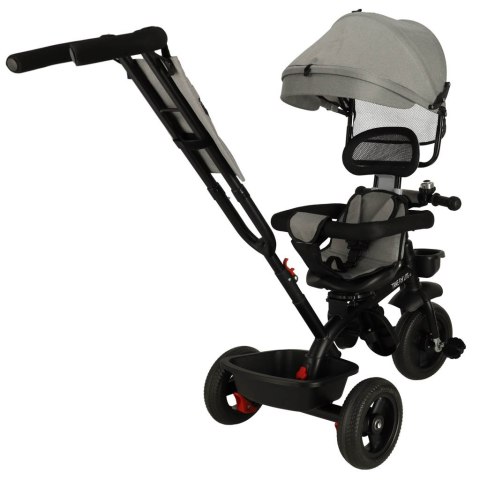 Rowerek trójkołowy TRIKE FIX Lite V2 3w1 z daszkiem obracany regulowany spacerówka prowadnik pasy szary