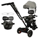 Rowerek trójkołowy TRIKE FIX Lite V2 3w1 z daszkiem obracany regulowany spacerówka prowadnik pasy szary
