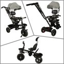 Rowerek trójkołowy TRIKE FIX Lite V2 3w1 z daszkiem obracany regulowany spacerówka prowadnik pasy szary