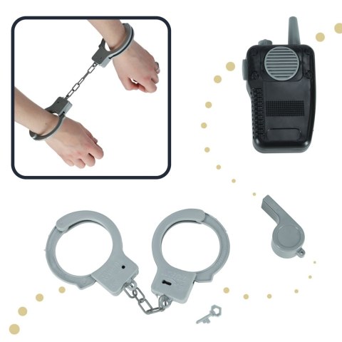 Kostium strój karnawałowy przebranie policjant kajdanki czapka zestaw 3-8 lat