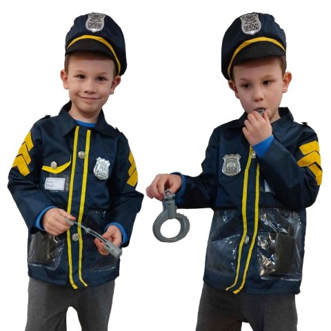 Kostium strój karnawałowy przebranie policjant kajdanki czapka zestaw 3-8 lat