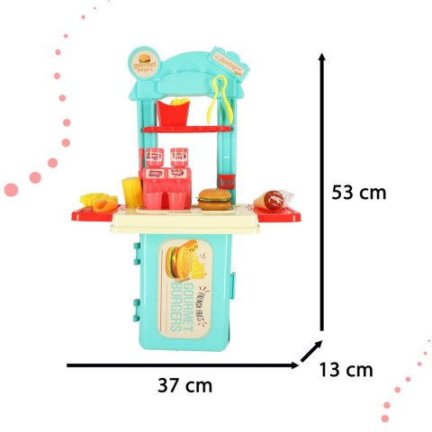 Kuchnia dla dzieci w walizce zestaw do hamburgerów fastfood lody lodziarnia frytki