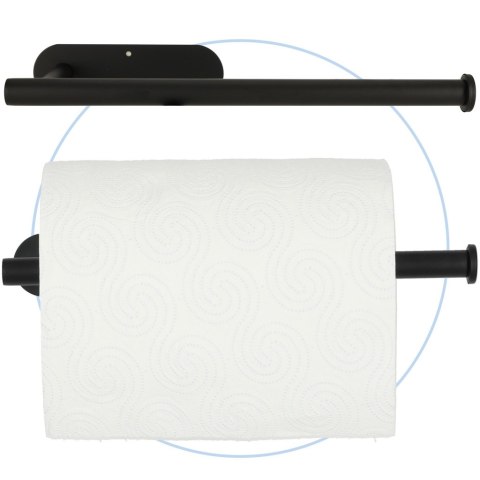 Uchwyt wieszak na papier ręcznik papierowy kuchenny taśma dwustronna mat loft czarny