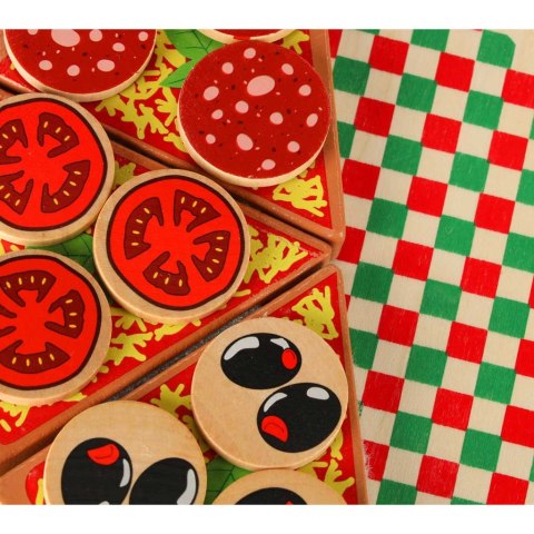 Pizza drewniany zestaw do zabawy na rzep akcesoria łopatka nóż talerz nauka krojenia 20cm
