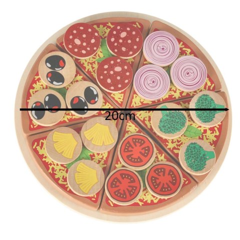 Pizza drewniany zestaw do zabawy na rzep akcesoria łopatka nóż talerz nauka krojenia 20cm