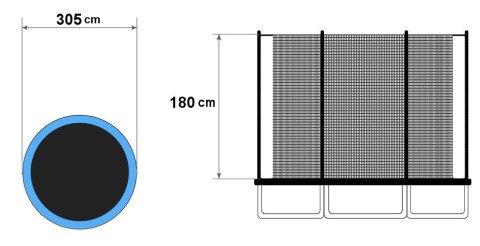 Siatka ochronna wewnętrzna na trampolinę 10 ft 6 słupków 305 cm