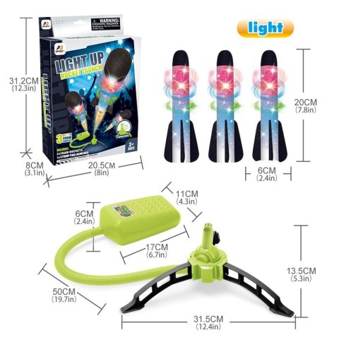 Wyrzutnia rakiet piankowych Power launcher rocket LED rakiety piankowe x3