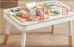 Tablica manipulacyjna LULILO LUDO stolik drewniany sensoryczny miętowy
