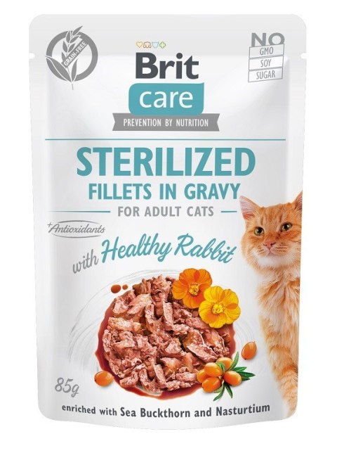 BRIT Care Cat Sterilized Fillets in Gravy filety z królikiem w sosie - mokra karma dla kota - 85 g